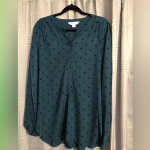 Old Navy Green and Black Polka Dot Tunic XL